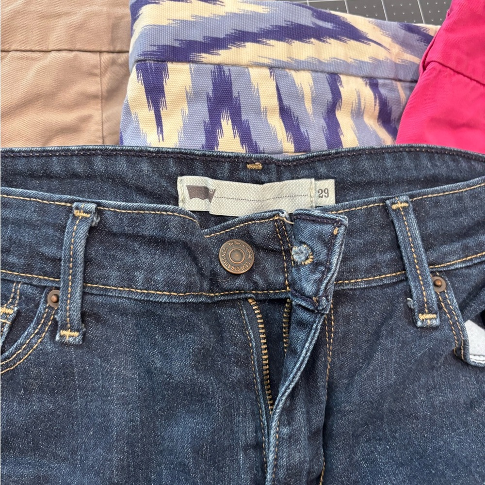 Levi Dark Blue Denim Shorts with GAP Mixed Color, Tan and Pink bundle - Picture 2 of 5